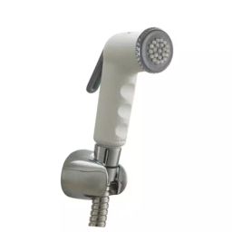 PLUMBER Ultima White Bidet Spray Health Faucet with 1 m Chrome Flexible PVC Tube & Holder, UTM-1904-36