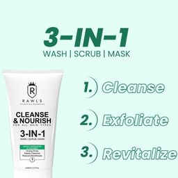 RAWLS Cleanse & Nourish 3 In 1 Face Wash, Scrub & Mask -  100ml image 2