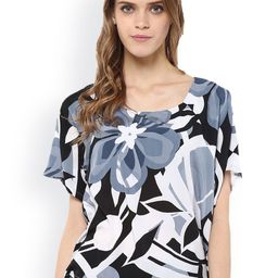 Harpa Grey & White Floral Printed Crepe Top-image-23