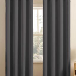 LINENWALAS Happy Sleeping Charcoal Set of 2 Black Out Window Curtain-image-76