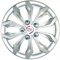 Auto Pearl Sil44 R15381 mm(15 Inch) Press Type Wheel Hubcap with Retention Ring Glossy Silver Wheel Cover for Tata Sumo Grande (Set of 4)-image-37