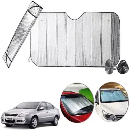 Auto Pearl F68 Dashboard Sun Shade Cover with Suction Cup for Daewoo Cielo (Silver)-image-39
