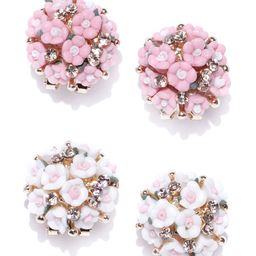 YouBella Pink Gold-Plated Set Of 2 Floral Studs-27