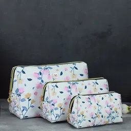 NFI essentials Set Of 3 Printed Water Resistant Portable Makeup Pouch-image-57