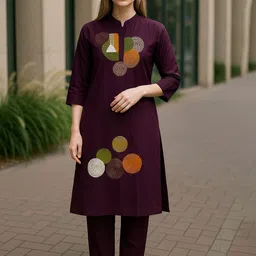 RUNAYA NX Embroidered Round Neck Tunic With Trouser Co-Ords-image-11