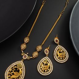 aadita Kundan-Studded Temple Jewellery Set-52