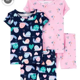 Carter's 4-Piece Snail 100% Snug Fit Cotton PJs - Navy Blue Light Pink-image-2