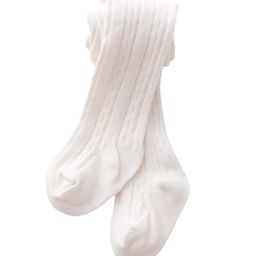 SYGA Baby Tights For Girls Soft Cotton Infant Leggings Toddler Solid Knit Stockings Socks Pants - White-image-82