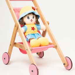 Rocking Potato Wooden Doll stroller- Pink-image-39