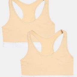 Sillysally Pack Of 2 Non Padded Non Wired Solid Training Bra - Cream-image-20