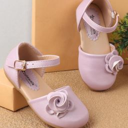 Cute Walk by Babyhug Bellies With Buckle Closure & Floral Applique - Purple-image-5