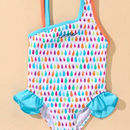 LOBSTER Sleeveless V Cut Swimsuit Droplets Print - Blue-picture-14