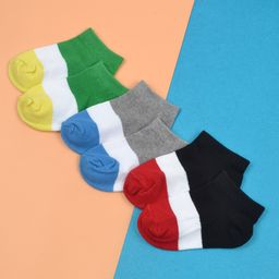 Footprints Pack Of 3 Pair Colour Blocked Organic Cotton Socks - White & Red-image-97