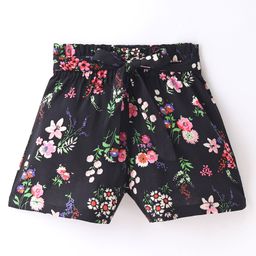 CrayonFlakes Floral Printed Shorts  With Attached  Belt - Black-image-42