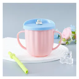 fab n funky Mug With Straw & Twin Handle Pink & Blue - 330 ml-picture-48
