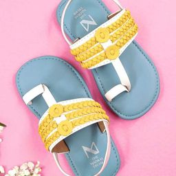 The Madras Trunk Strap Design Detailed Kolhapuri Sandals - Blue & White-image-23