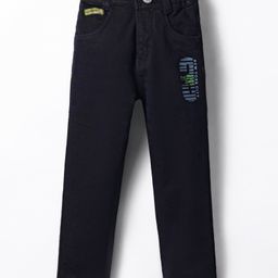Olio Kids Denim Woven Full Length Jeans With Text Print - Black-image-32