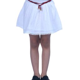 Creative Kids Cotton Woven Swiss Dots Embroidered Skirt - White-image-32