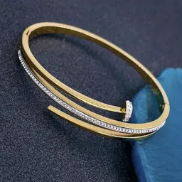 V FASHION JEWELLERY Gold-Plated Cubic Zirconia Bangle-Style Bracelet-picture-48