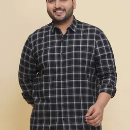 John Pride Men Windowpane Checks Opaque Checked Casual Shirt-image-25