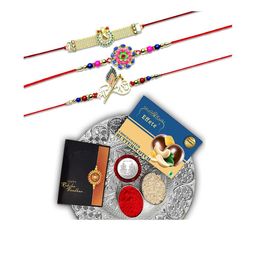 DeoDap Rakhi With Chocolate & Greeting Card Gift Set-image-63