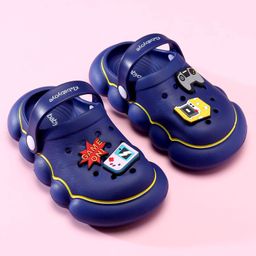 Babyoye Clogs with Backstrap Closure & Game Theme Applique - Royal Blue image 2