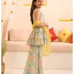 Pspeaches Sleeveless Sequin Lace Embellished Colour Gradient Coordinating Palazzo Set - Multi Colour image 4