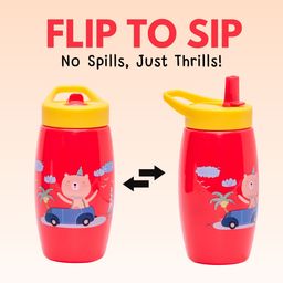 Adore Kiddo Flip to Sip Sports Sipper with Handle- 420ml -Red image 3