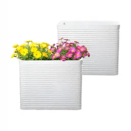 RUBOXA 2Pcs White Textured UV ProtectedPlanters-image-20