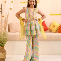 Pspeaches Sleeveless Sequin Lace Embellished Colour Gradient Coordinating Palazzo Set - Multi Colour image 5