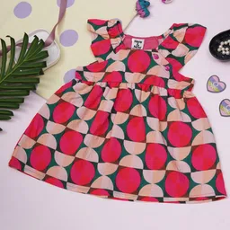 HERE&NOW Girls Geometric Printed A-Line Cotton Dress-picture-25