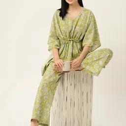 ETC Women Green Printed Night suit-image-24