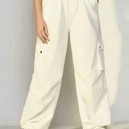 SHOWOFF Women Comfort Cotton Mid-Rise Loose Fit Cargo Trousers-picture-17