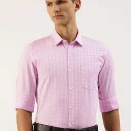 Peter England Men Slim Fit Opaque Checked Formal Shirt-image-52