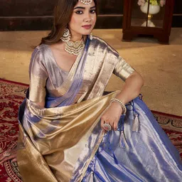 100 Dreams Woven Design Zari Organza Heavy Work Banarasi Saree-picture-24