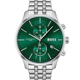 BOSS Men Textured Dial & Bracelet Style Straps Analogue Chronograph Watch 1513975-8
