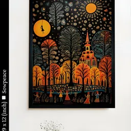 SOWPEACE Black & Orange 1 Piece Canvas Abstract Wall Paintings-picture-12