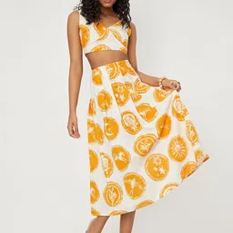 max Printed Pure Cotton Flared Knee Length Skirts-image-66