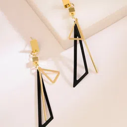 Yellow Chimes Gold Plated Contemporary Drop Earrings-38