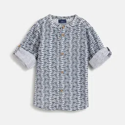 Chicco Boys Relaxed Fit Band Collar Conversational Printed Cotton Casual Shirt-image-75