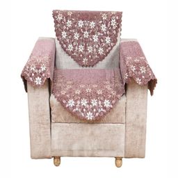 Fashion Throw Pink & White Printed Jacquard 4 Piece Sofa Cover With Arms-image-71