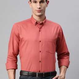 MANQ Men Coral Red Smart Formal Shirt-image-8