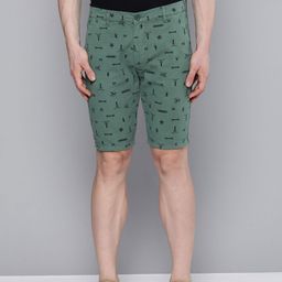 The Indian Garage Co Men Green Printed Slim Fit Regular Shorts-image-47