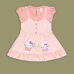 Grils Hosiery Cotton Printed Frock Dress-image-20