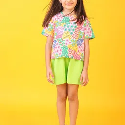 Anthrilo Girls Printed Round Neck Pure Cotton T-shirt With Shorts-image-78