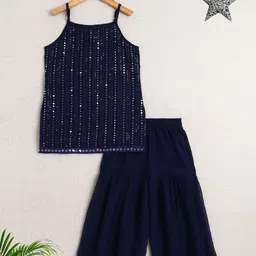 The Magic Wand Girls Woven Design Woven Design Kurti with Sharara-image-12