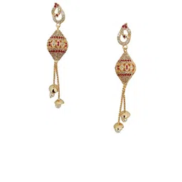 Opal Touch Gold-Plated Cubic Zirconia Studded Teardrop Shaped Drop Earrings image 3