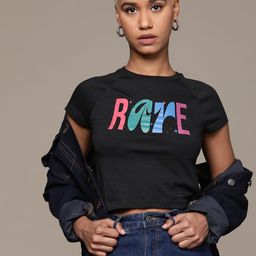 The Roadster Lifestyle Co. Women Typography Printed Slim Fit Crop T-shirt-picture-2