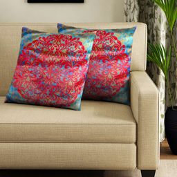 HOUZZCODE Multicoloured Printed Set of 2 Square Cushion Covers-14