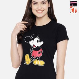 Dreambe Women Pack Of 3 Mickey Mouse Typography Printed Round Neck Cotton T-shirts-image-94